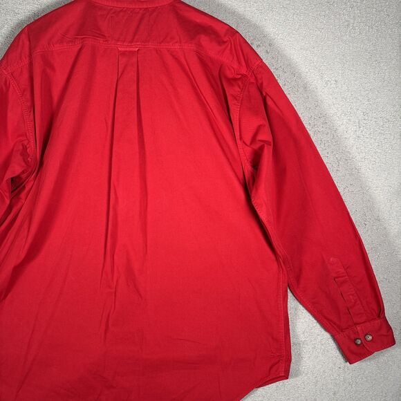 Ruff Hewn Men’s Button Down Shirt Red Long Sleeve Size XL Cotton Chest Crest - Picture 11 of 12